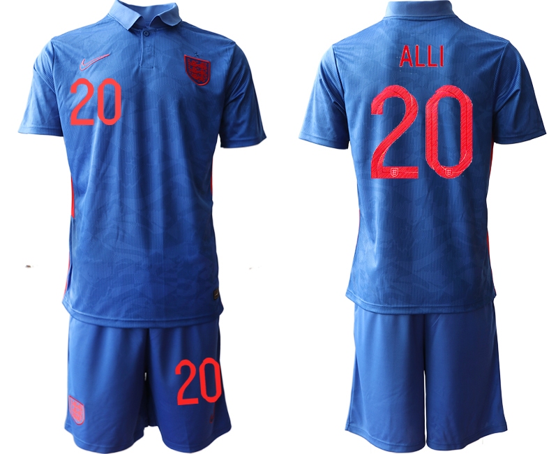 Men 2021 European Cup England away blue #20 Soccer Jersey